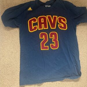 Adidas LeBron James Navy Cavs T-Shirt with Yellow Accents